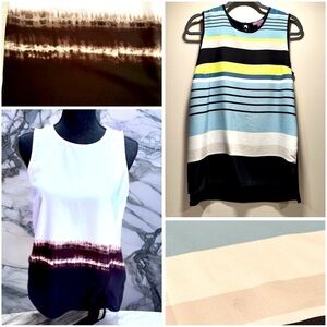 2x1  Vera Wang Dip-Dye Hem Top Ribbon Black White Gold & Vince Camaro Tank Small